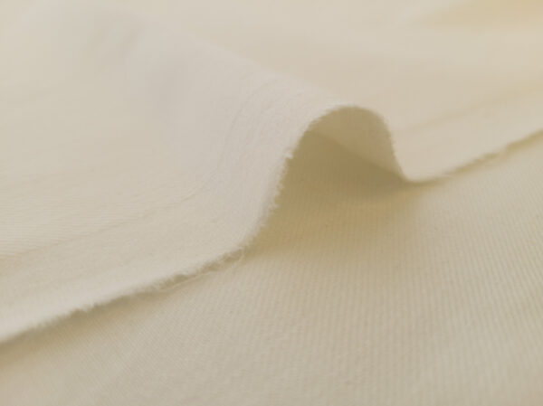 Japanese Designer Deadstock - Brushed Cotton Stretch Twill - Ivory