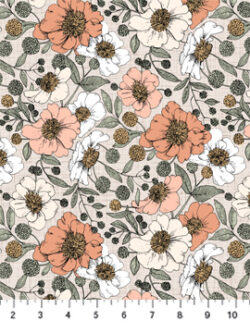 FIGO – Rayon Challis – Klara - Floating Floral - Peach