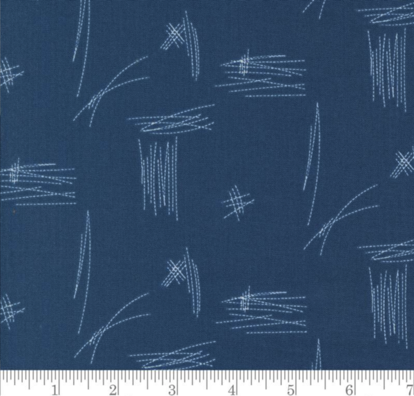 Quilting Cotton -  Bluish - Stitches - Blueprint