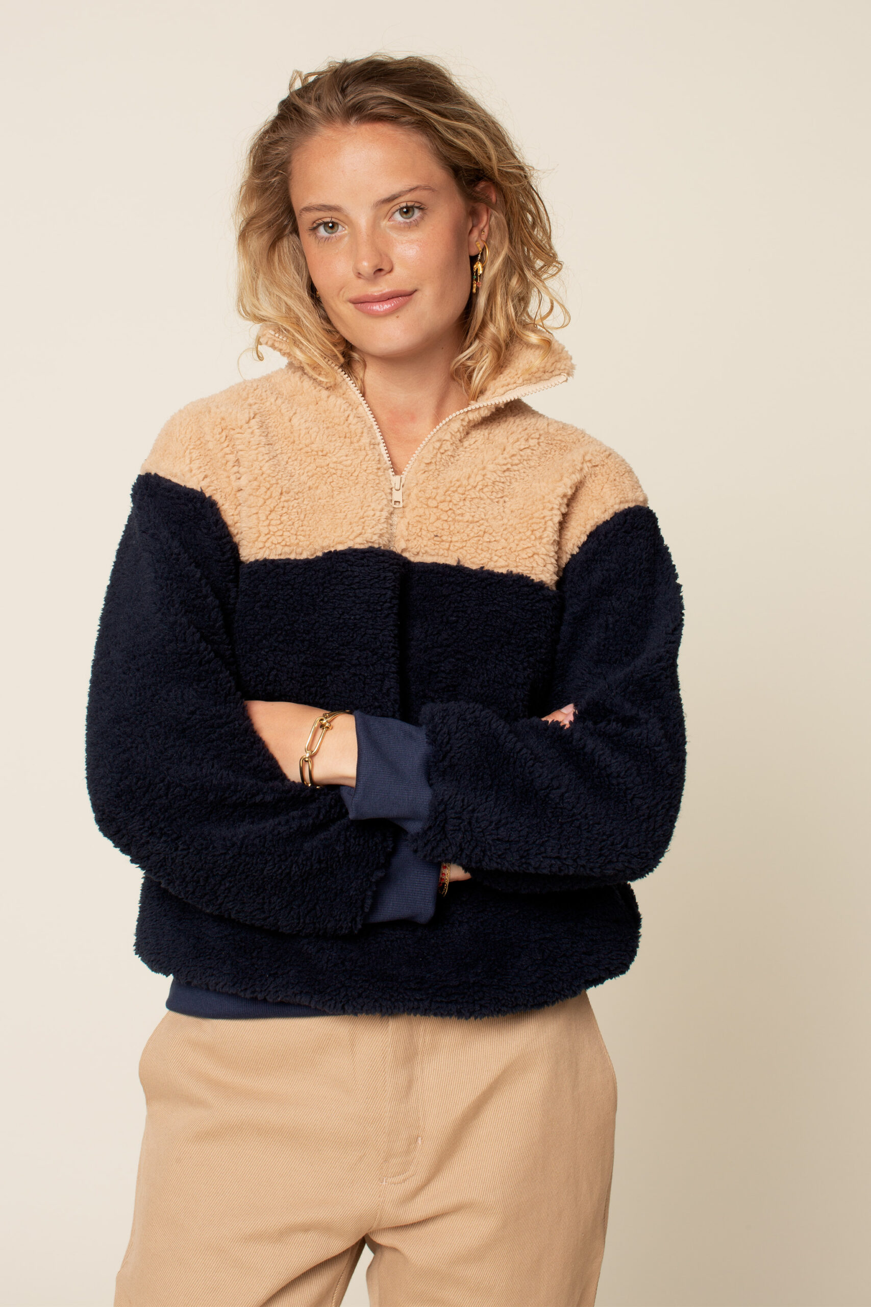 Teddy zip shop up sweater