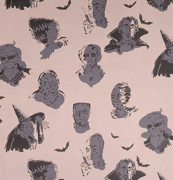 Quilting Cotton - Alexander Henry - Haunted House -Scary Influencers - Gray