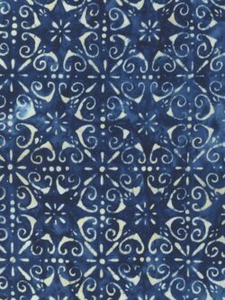 Artisan Cotton Batik - Azulejos - Swirls - Navy