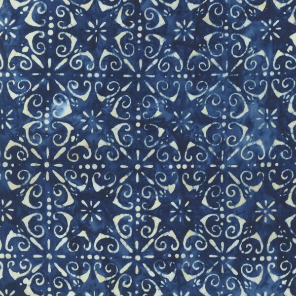 Artisan Cotton Batik - Azulejos - Swirls - Navy