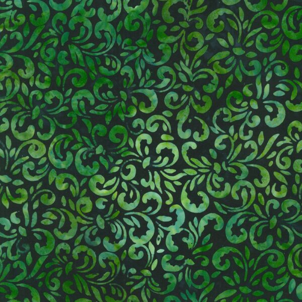 Artisan Cotton Batik - Lily Bella - Curling Vines - Emerald