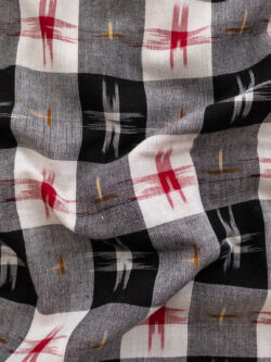 Cotton Ikat - Plaid Star - Black/Red