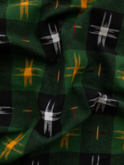 Cotton Ikat - Plaid Star - Green/Gold