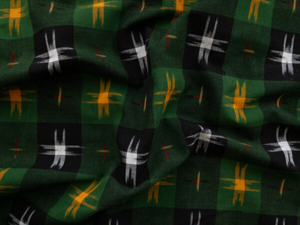 Cotton Ikat - Plaid Star - Green/Gold