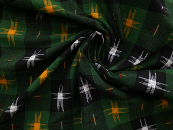 Cotton Ikat - Plaid Star - Green/Gold