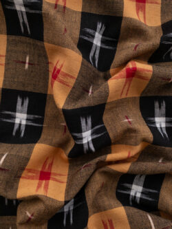 Cotton Ikat - Plaid Star - Black/Gold