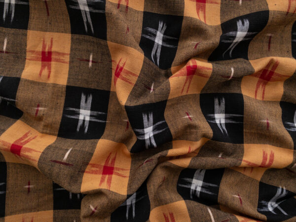 Cotton Ikat - Plaid Star - Black/Gold