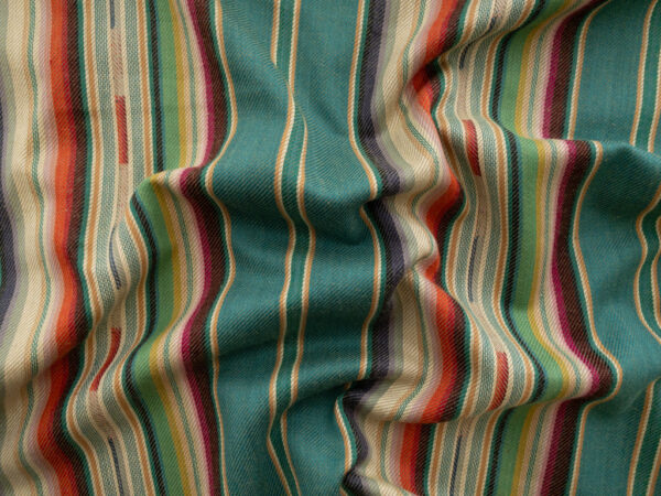 Cotton Yarn Dyed Stripe - Flaring Sun - Teal/Green/Red