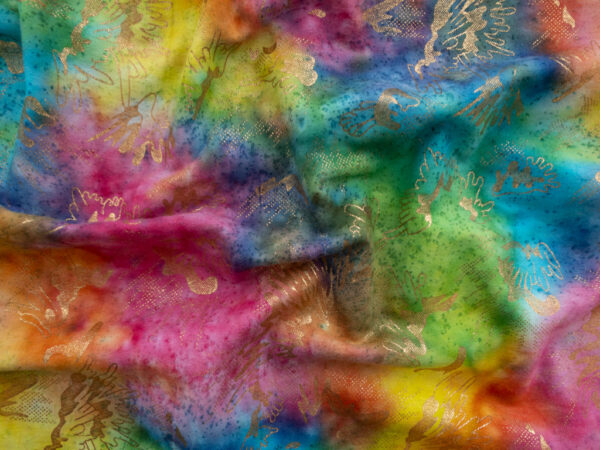 Cotton Flannel -  Splash Metallic Batik - Rainbow