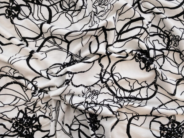 Carla Viscose/Spandex Jersey - Squiggle Floral - Black/White