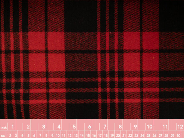 Designer Deadstock- Heavyweight Cotton Flannel - Red/Black Plaid