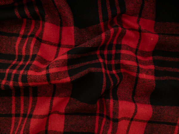 Designer Deadstock- Heavyweight Cotton Flannel - Red/Black Plaid