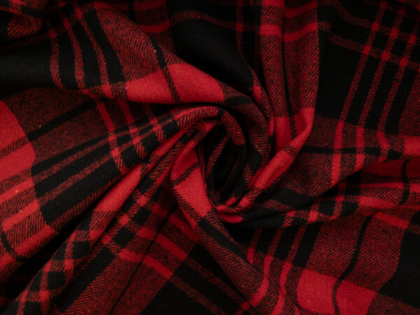 Designer Deadstock- Heavyweight Cotton Flannel - Red/Black Plaid