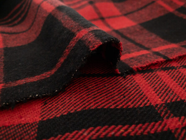 Designer Deadstock- Heavyweight Cotton Flannel - Red/Black Plaid