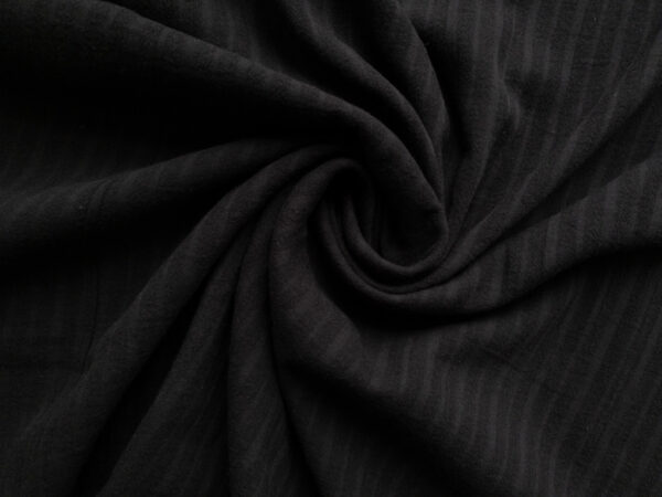 Designer Deadstock - Cotton Gauze – Tonal Stripe - Black