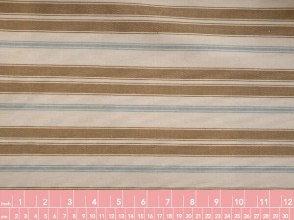 Designer Deadstock - Printed Cotton Canvas – Summer Stripe - Brown/Blue