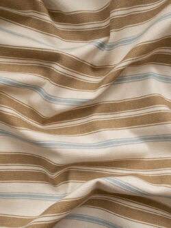 Designer Deadstock - Printed Cotton Canvas – Summer Stripe - Brown/Blue