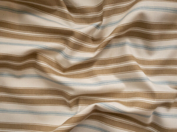 Designer Deadstock - Printed Cotton Canvas – Summer Stripe - Brown/Blue