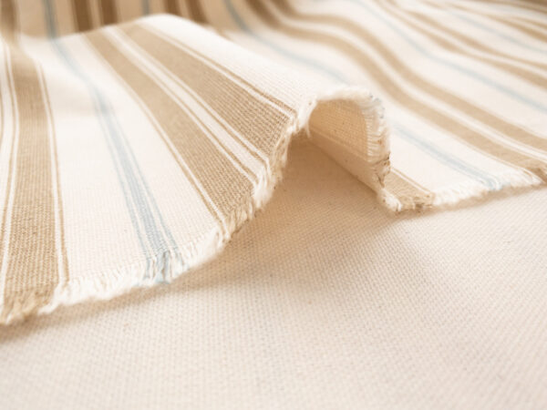 Designer Deadstock - Printed Cotton Canvas – Summer Stripe - Brown/Blue