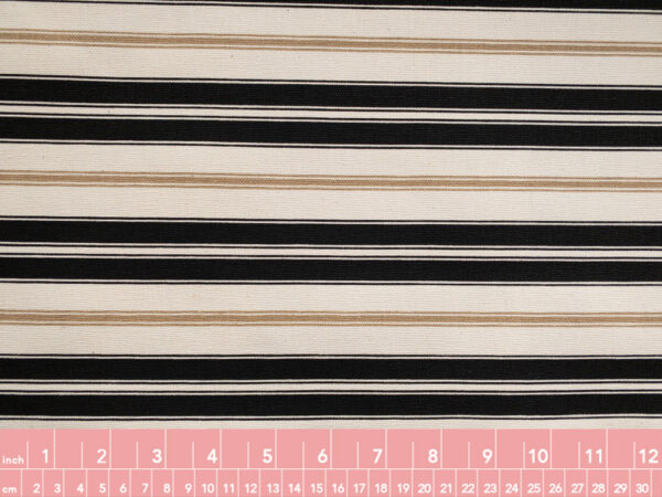 Designer Deadstock - Printed Cotton Canvas – Summer Stripe - Black/Brown