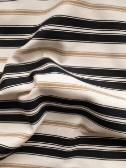 Designer Deadstock - Printed Cotton Canvas – Summer Stripe - Black/Brown