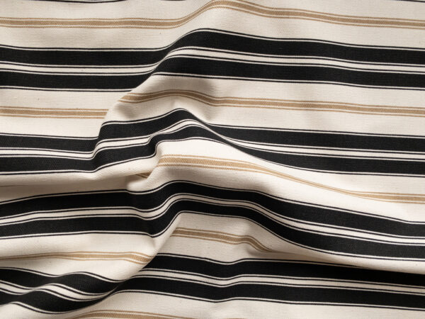 Designer Deadstock - Printed Cotton Canvas – Summer Stripe - Black/Brown