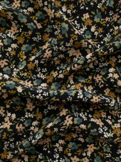 Amour Vert - Sandwashed Silk Crepe de Chine - Ditsy Floral - Black/Peach