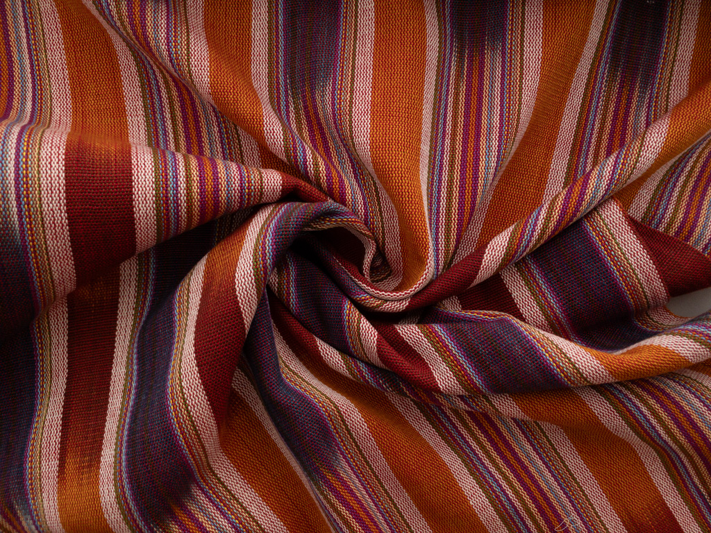 Guatemalan Handwoven Cotton Jaspe - Stripe - Tan/Multicolor ...