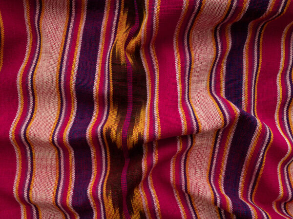 Guatemalan Handwoven Cotton Jaspe - Stripe - Pink/Purple/Beige