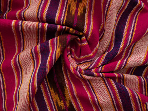 Guatemalan Handwoven Cotton Jaspe - Stripe - Pink/Purple/Beige