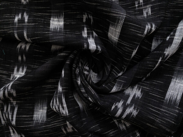 Guatemalan Handwoven Cotton Jaspe - Ikat Stripe - Black and White