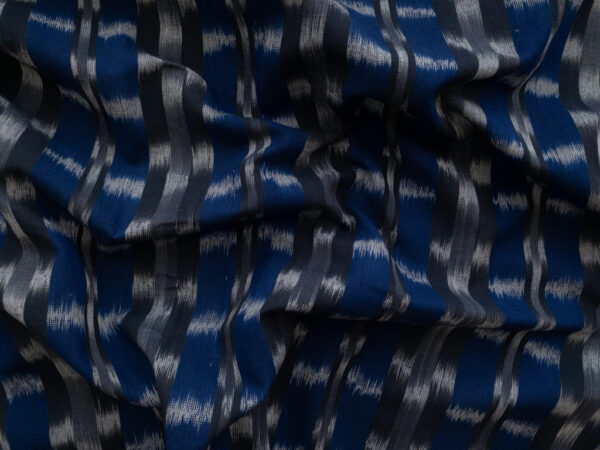 Cotton Ikat - Static Stripes - Cobalt/Navy