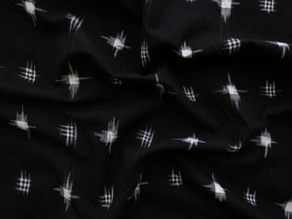 Cotton Ikat - Squares and Crosshatch - Black/White