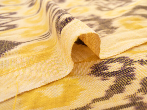 Cotton Ikat - Fleur de Lis - Yellow/Brown