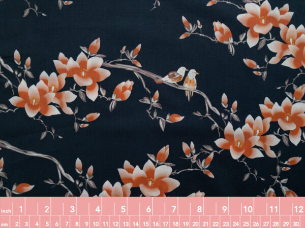 Lady McElroy - Cotton Lawn - Flora Songbird - Navy/Cinnamon