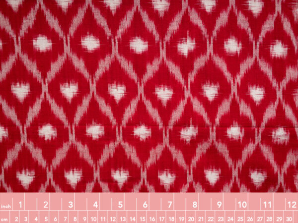 Handwoven Cotton Ikat - Navette - Red