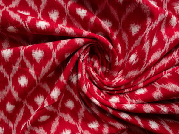 Handwoven Cotton Ikat - Navette - Red