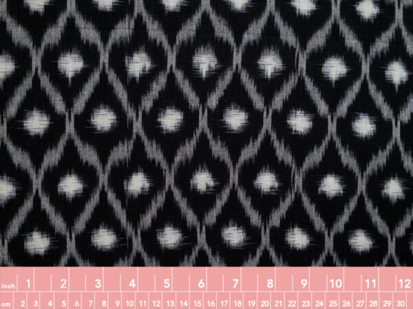 Handwoven Cotton Ikat - Navette - Black