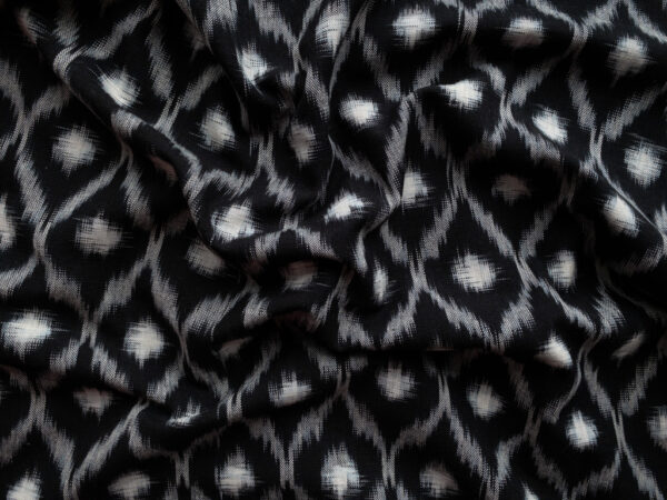 Handwoven Cotton Ikat - Navette - Black