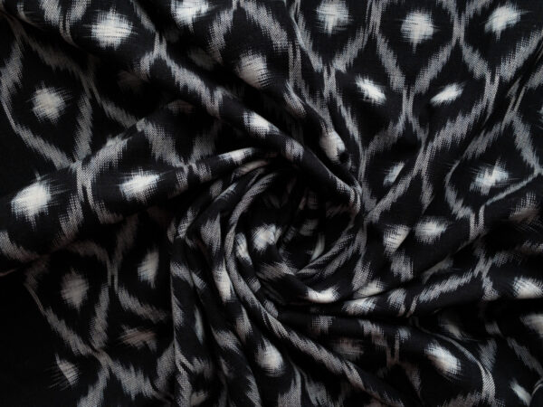 Handwoven Cotton Ikat - Navette - Black