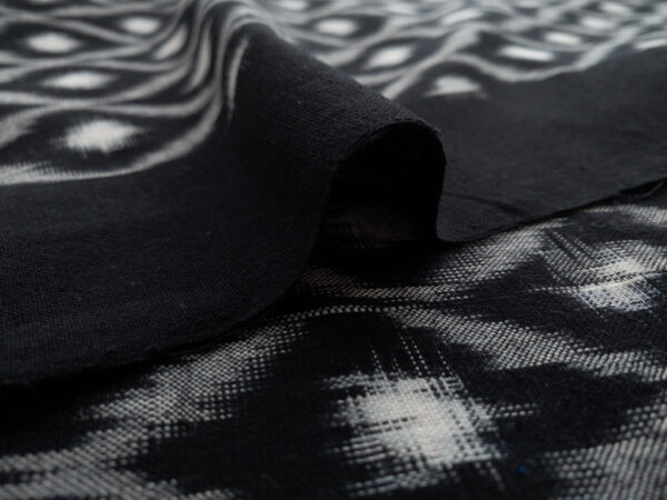 Handwoven Cotton Ikat - Navette - Black