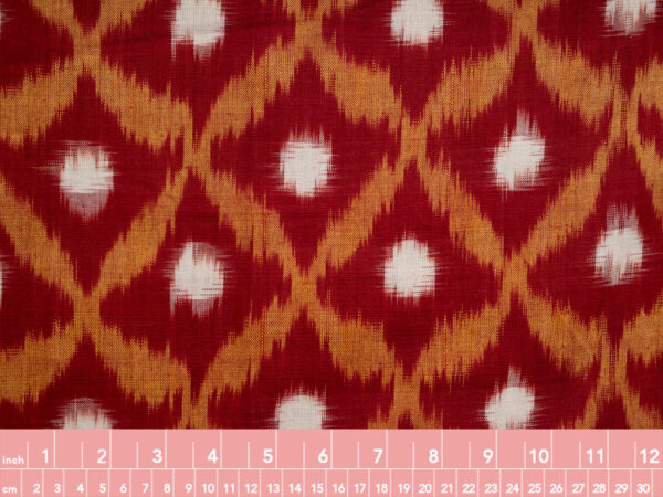 Handwoven Cotton Ikat - Diamonds - Red/Mustard