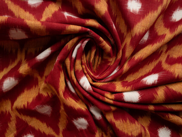 Handwoven Cotton Ikat - Diamonds - Red/Mustard