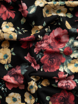 Designer Deadstock - Cotton/Spandex Jersey - Dark Floral - Black/Red