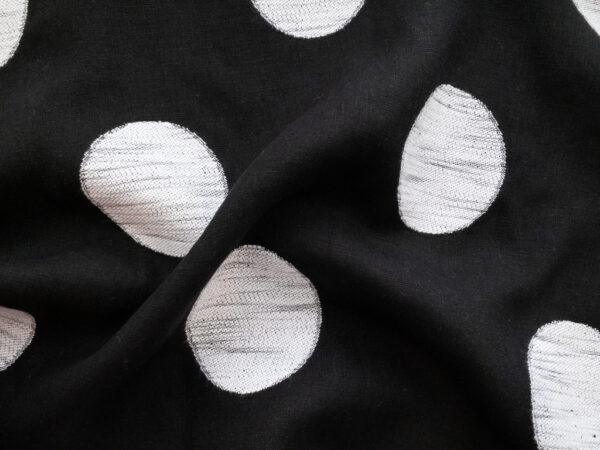 Designer Deadstock - Linen - Polka Dot - Black