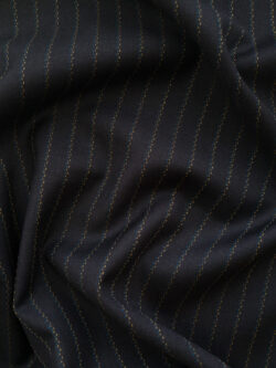 Designer Deadstock - Wool Suiting - Dashed Stripe - Black