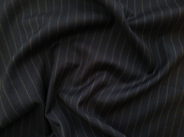 Designer Deadstock - Wool Suiting - Dashed Stripe - Black